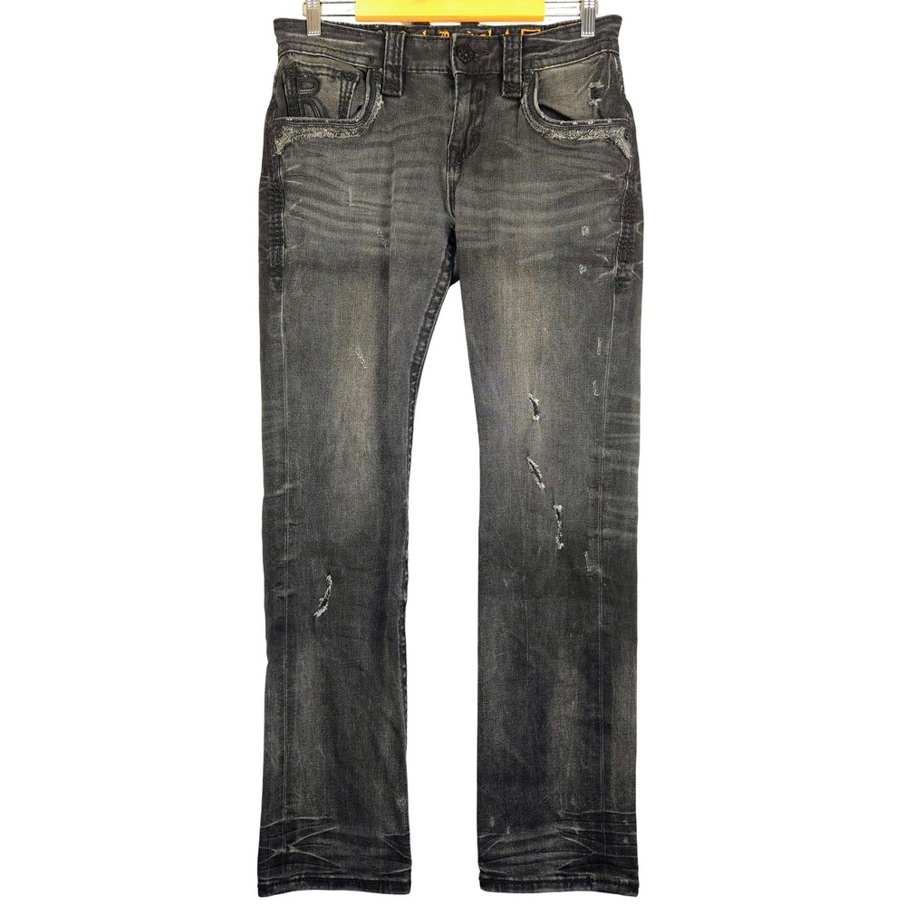 Men's Distressed Black Wash Jeans